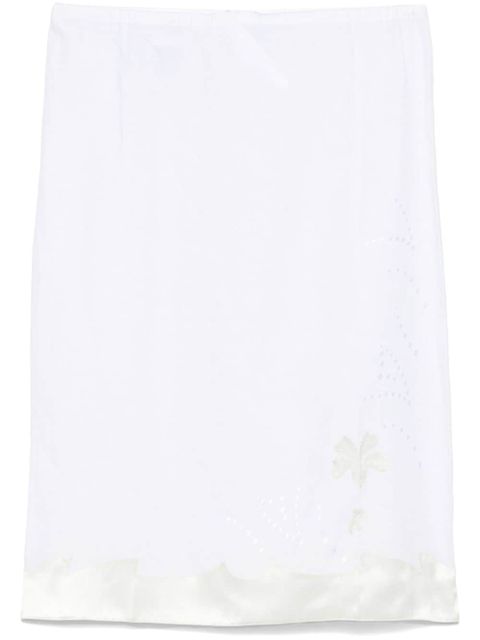 Prada embroidered linen skirt - White
