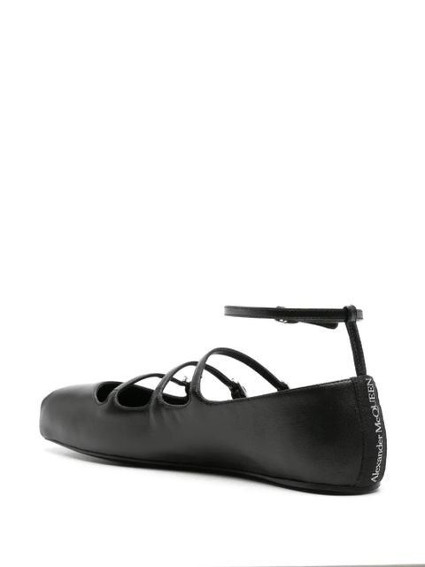 Alexander McQueen buckled-straps leather ballerina shoes - Black - zdjęcie produktu nr 2