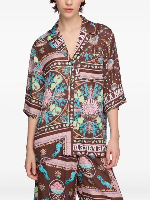 GANNI printed shirt - Brown