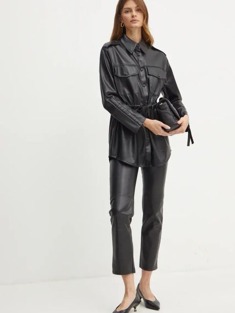 Silvian Heach koszula GEMMAN damska kolor czarny regular z kołnierzykiem klasycznym GPA24215CA