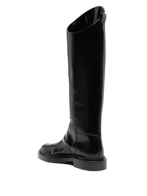 Jil Sander asymmetric leather boots - Black