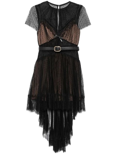 Self-Portrait dot-pattern mesh mini dress - Black - zdjęcie produktu nr 1