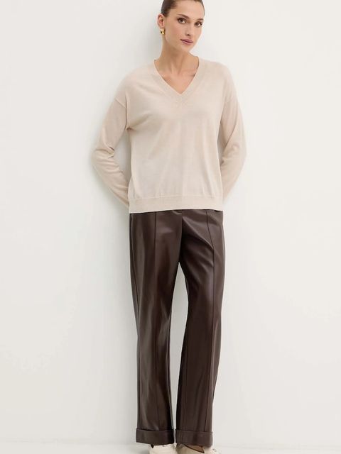 Weekend Max Mara sweter wełniany FIOCCHI damski kolor beżowy lekki 2525366042600 - zdjęcie produktu nr 2