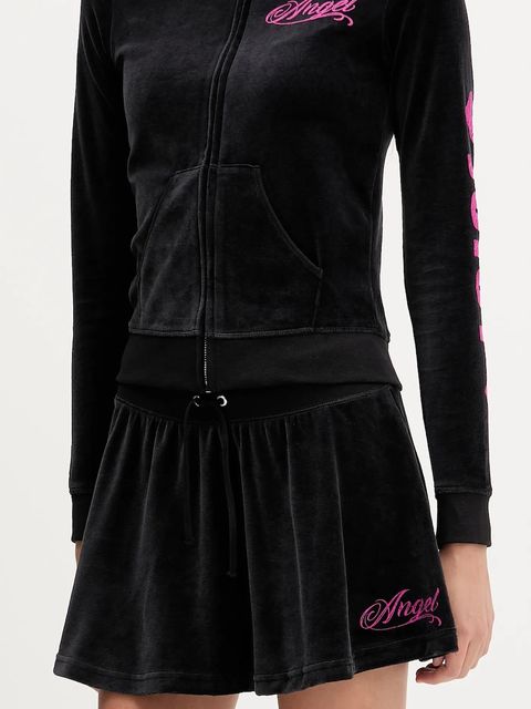Juicy Couture spódnica welurowa Angel kolor czarny mini rozkloszowana JCNGS126457 - zdjęcie produktu nr 1