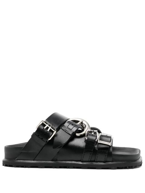 Marine Serre buckled leather sandals - Black - zdjęcie produktu nr 1