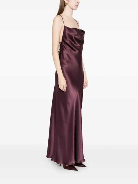 PINKO cowl-neck satin maxi dress - Purple
