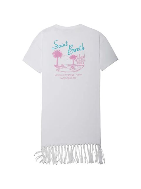 MC2 Saint Barth logo-print fringed mini dress - White - zdjęcie produktu nr 2
