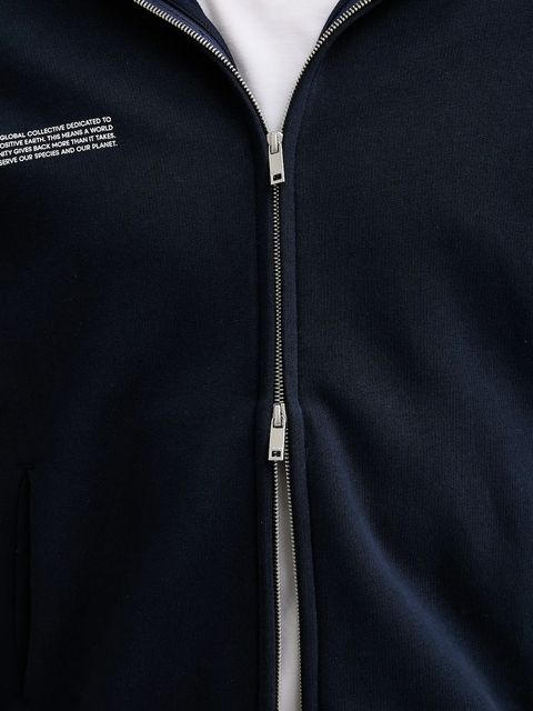 Pangaia bluza bawełniana kolor granatowy z kapturem gładka 10002675