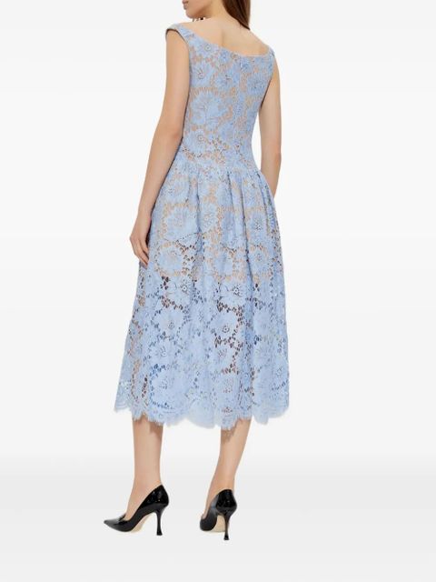 Self-Portrait floral-lace midi dress - Blue