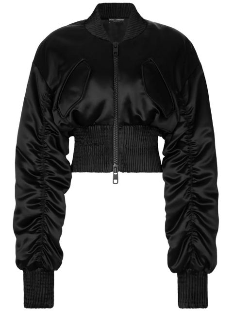 Dolce & Gabbana satin zip-up cropped jacket - Black - zdjęcie produktu nr 1
