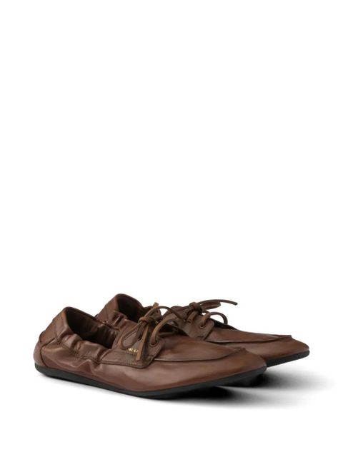 Prada shuffle antiqued leather boat shoes - Brown - zdjęcie produktu nr 2