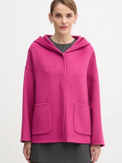 United Colors of Benetton płaszcz z dodatkiem wełny kolor różowy 28F7DN08M - zdjęcie produktu nr 1