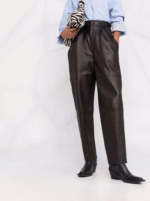 ISABEL MARANT straight leg leather trousers - Black