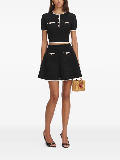Self-Portrait pointelle-knit mini skirt - Black - zdjęcie produktu nr 1
