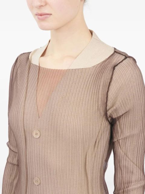MM6 Maison Margiela ribbed buttoned cardigan dress - Neutrals