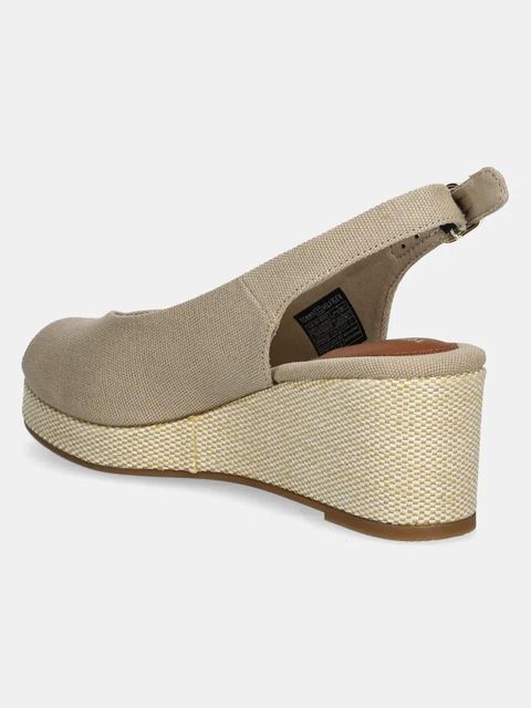 Tommy Hilfiger sandały FLAG MID WEDGE ESPAD SLINGBACK kolor beżowy FW0FW08595