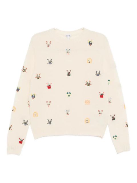 LOEWE animal-embroidered jumper - Neutrals - zdjęcie produktu nr 1