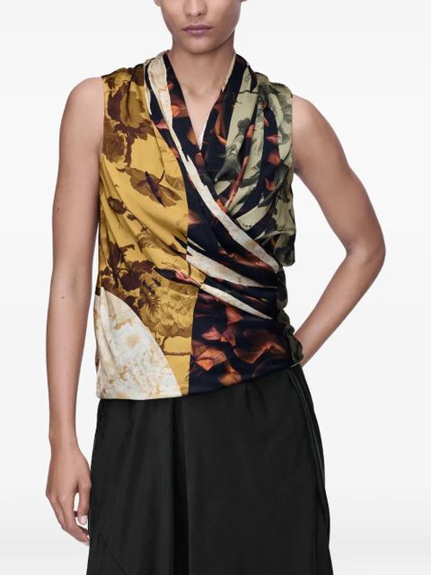Maison Margiela draped floral silk top - Yellow