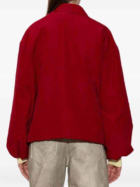 LOEWE draped-detail embroidered-logo zip-up jacket