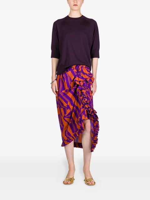 DRIES VAN NOTEN ruffled cotton skirt - Purple - zdjęcie produktu nr 2