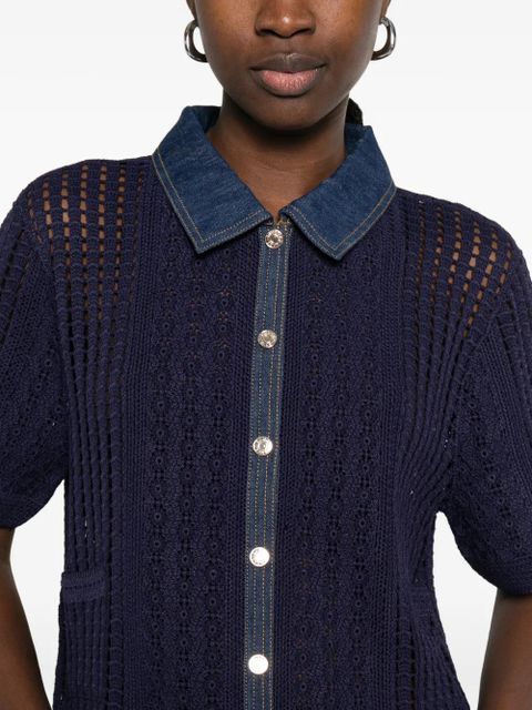 SANDRO openwork collared shirt - Blue