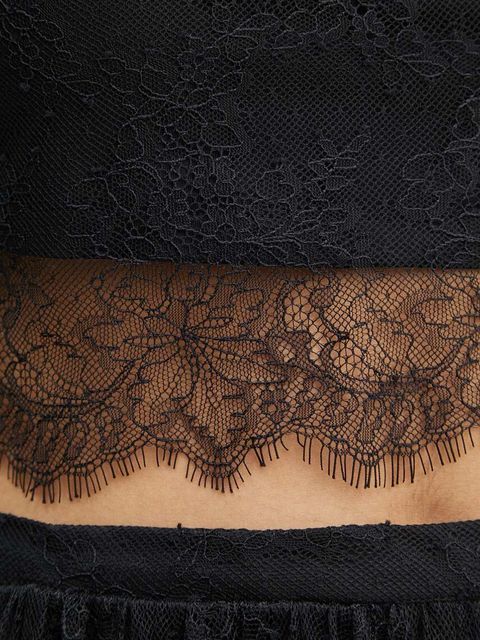 Rotate bluzka Lace Puff Sleeve Top damska kolor czarny gładka 112727100