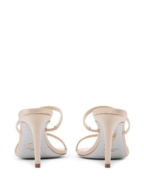 René Caovilla 100mm satin strass sandals - Neutrals