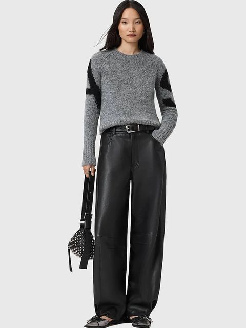 AllSaints sweter z dodatkiem alpaki damski kolor czarny W088KD