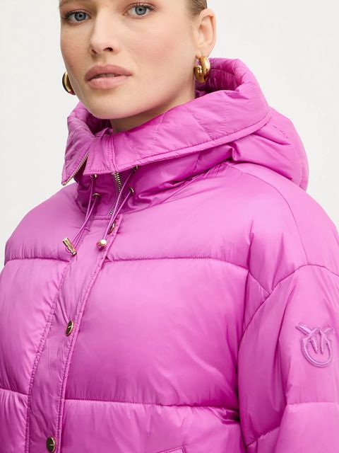Pinko kurtka kolor różowy zimowa oversize 105656 A2TF