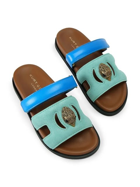 Kurt Geiger London klapki na płaskim obcasie damskie skórzane Eagle Cut Out Sandal - zdjęcie produktu nr 1