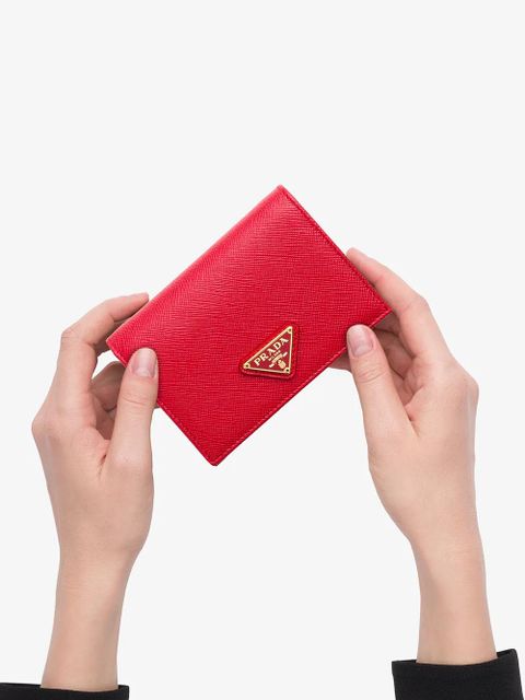 Prada logo-plaque wallet - Red