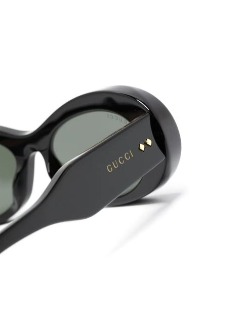 Gucci Eyewear logo-debossed oval-frame sunglasses - Black