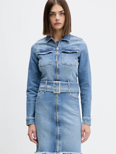 Karl Lagerfeld Jeans sukienka jeansowa kolor niebieski mini prosta A4W13001 - zdjęcie produktu nr 1