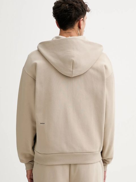 Pangaia bluza bawełniana kolor beżowy z kapturem gładka 10002675