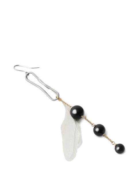 LEMAIRE onyx feather dot earrings - Silver