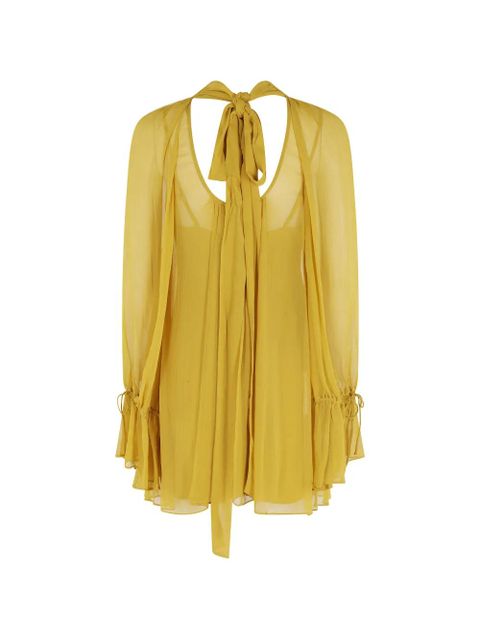 STAUD bow-neck mini dress - Yellow - zdjęcie produktu nr 1