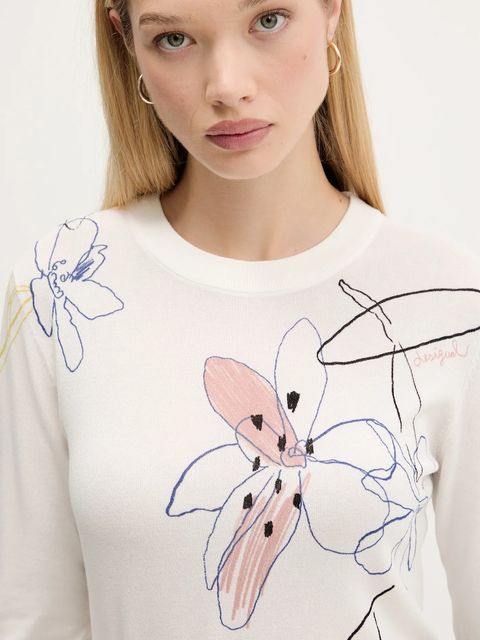 Desigual sweter ARTY damski kolor beżowy lekki 25WWJF33