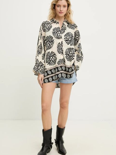 Answear.LAB koszula damska kolor czarny relaxed z kołnierzykiem klasycznym