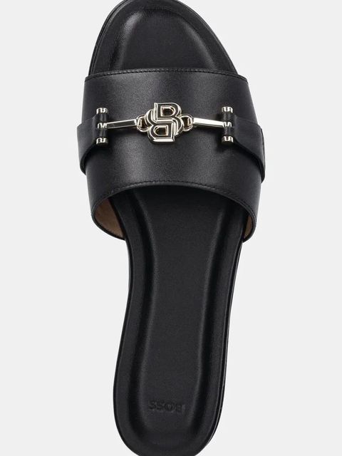 BOSS klapki skórzane Emberlyn damskie kolor czarny 50542219