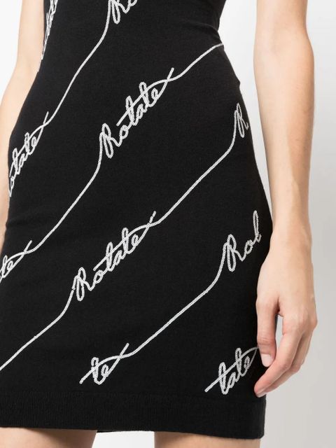 ROTATE BIRGER CHRISTENSEN sequin logo-embellished halterneck minidress - Black