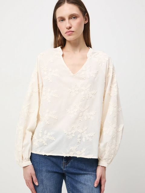 Medicine bluzka bawełniana damska kolor beżowy z aplikacją - zdjęcie produktu nr 2