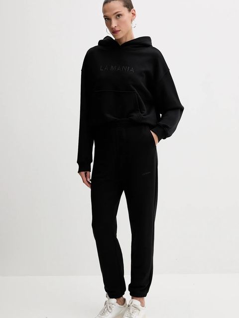 La Mania bluza BROOK damska kolor czarny z kapturem z aplikacją BROOK - zdjęcie produktu nr 2