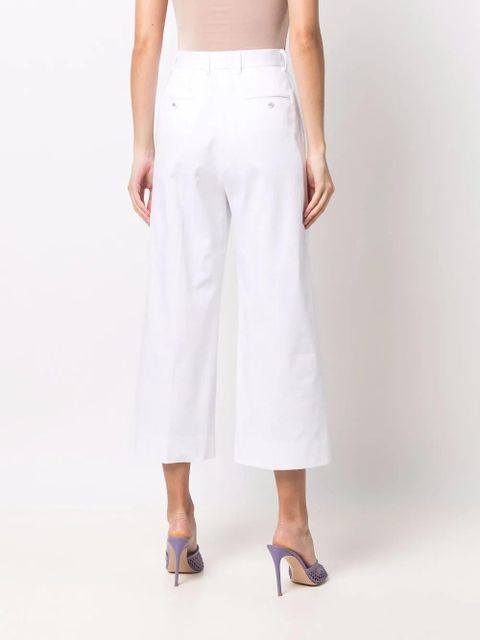 Dolce & Gabbana logo-buttons wide leg cropped trousers - White