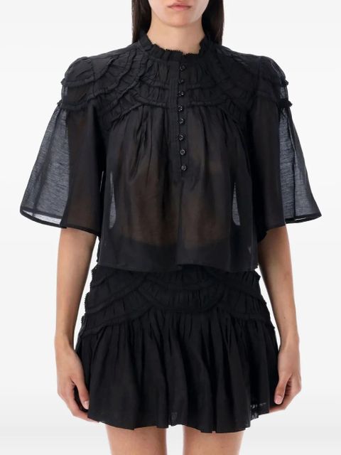 MARANT ÉTOILE Carmen ruffled-frill blouse - Black - zdjęcie produktu nr 1