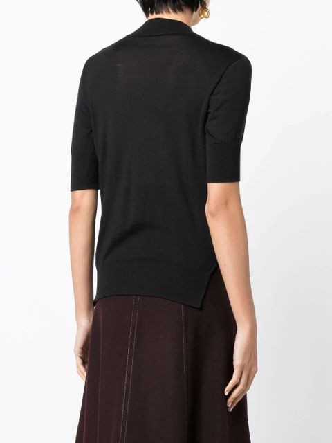 Jil Sander short sleeve fine-knit top - Black
