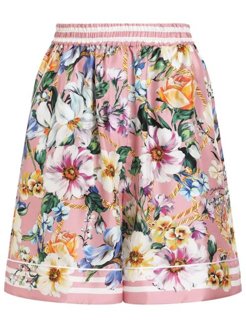 Dolce & Gabbana floral-print satin shorts - Pink - zdjęcie produktu nr 1