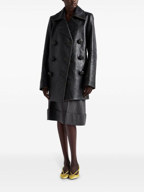 Prada leather coat - Black - zdjęcie produktu nr 2