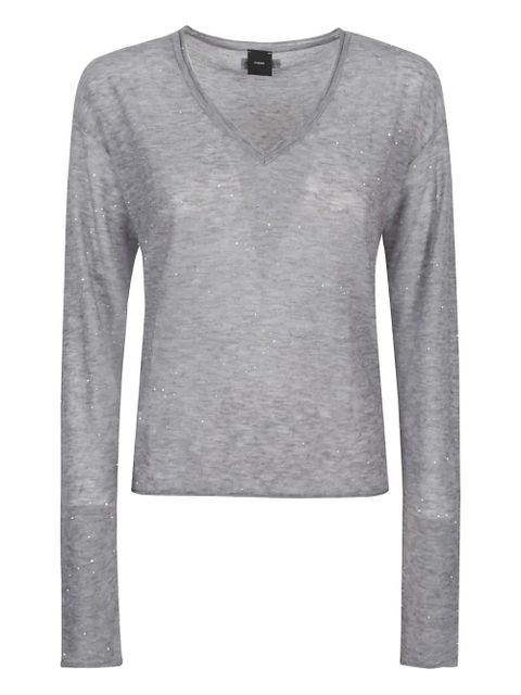 PINKO sequin-embellished V-neck top - Grey - zdjęcie produktu nr 1