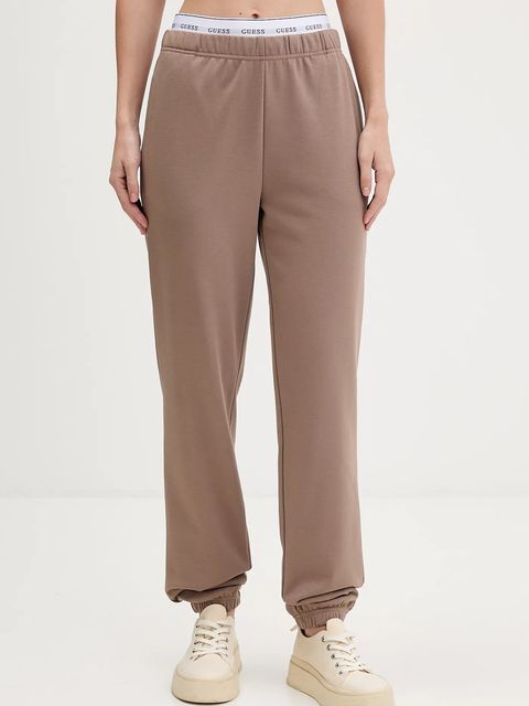 Guess spodnie dresowe SOFIA kolor brązowy gładkie O5RB01 KCO31 - zdjęcie produktu nr 1