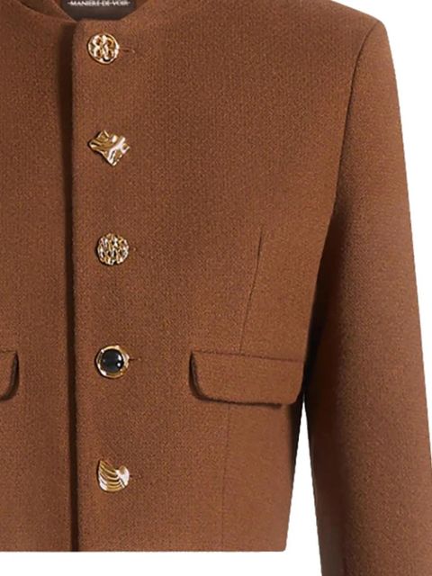 Manière De Voir Evana stand-collar button jacket - Brown - zdjęcie produktu nr 2